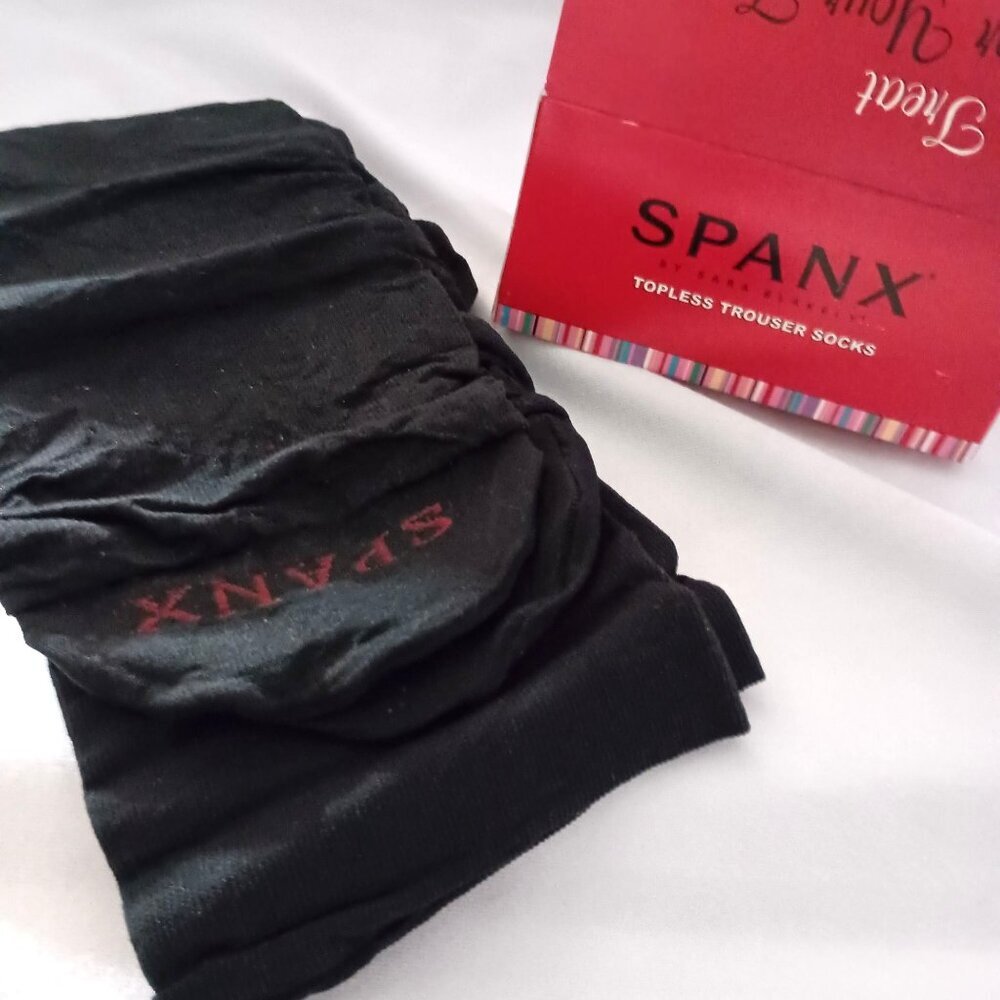 Spanx Topless Trouser Socks Black Stay Up No Bind Moisture Wicking